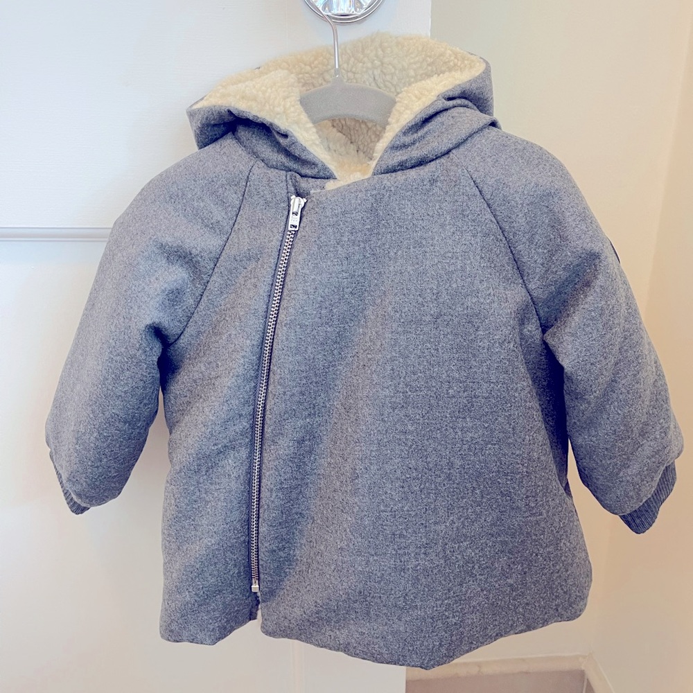 NWT - Bonpoint gray wool coat with shearling lining. 18m